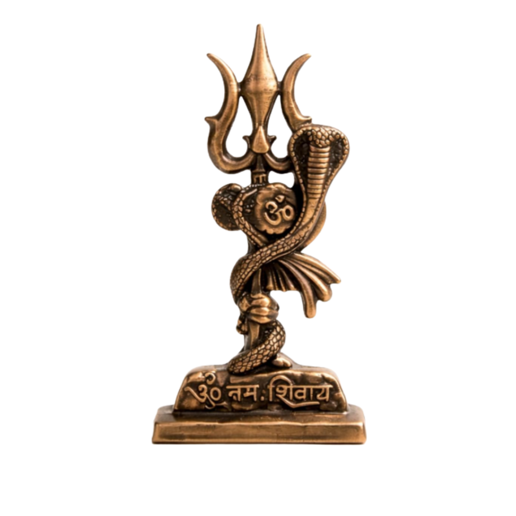 Metal Car Dashboard Idol | God Figurine for Car, Home & Office | Premium Metal Murti (Shiva Trishul) from Varanasi