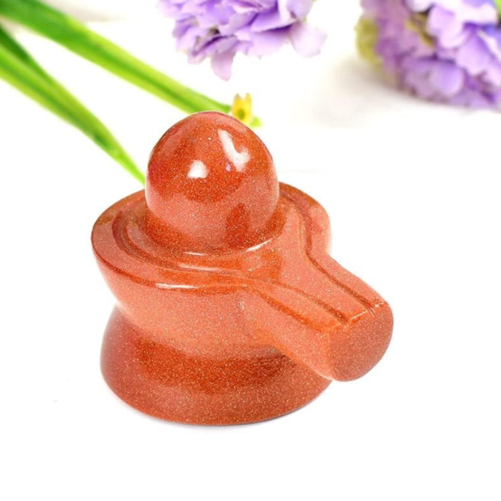 Natural Semi-Precious Sunstone Shivling Lord Shiva Idol or Statue