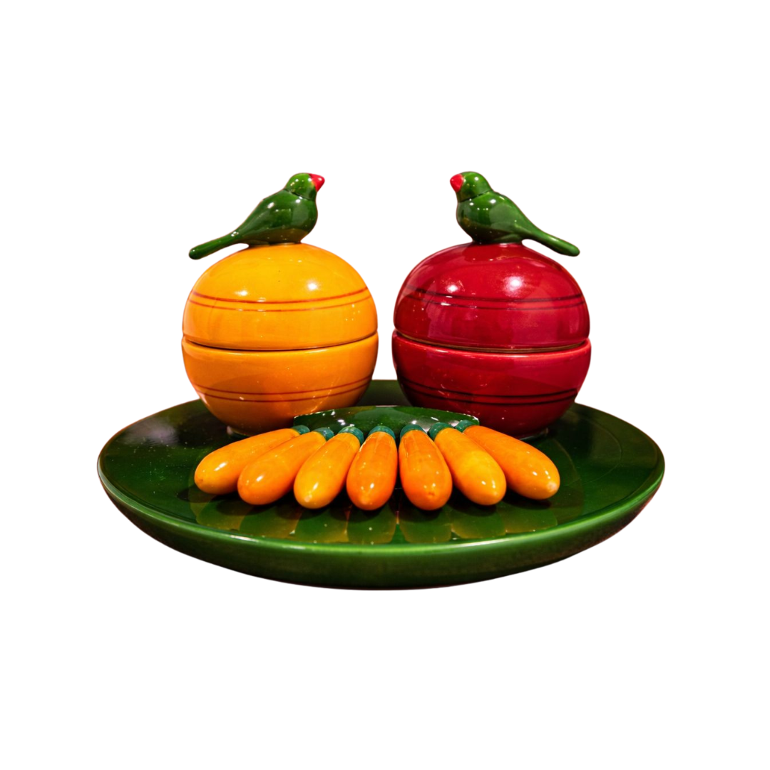 Haldi KumKum Box With Parrot Topper