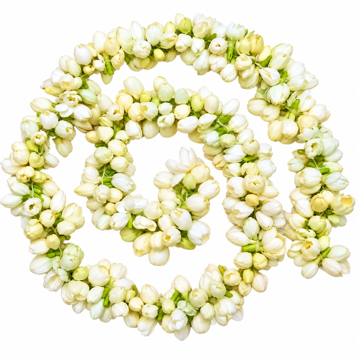 మల్లెపూల మాల (Mallepoola Mala) | चमेली फूलों की माला (Chameli Phoolon Ki Mala) | மல்லிகை பூ மாலை (Malligai Poo Maalai) | Jasmine Flower String – Fresh Pooja Flowers 3m