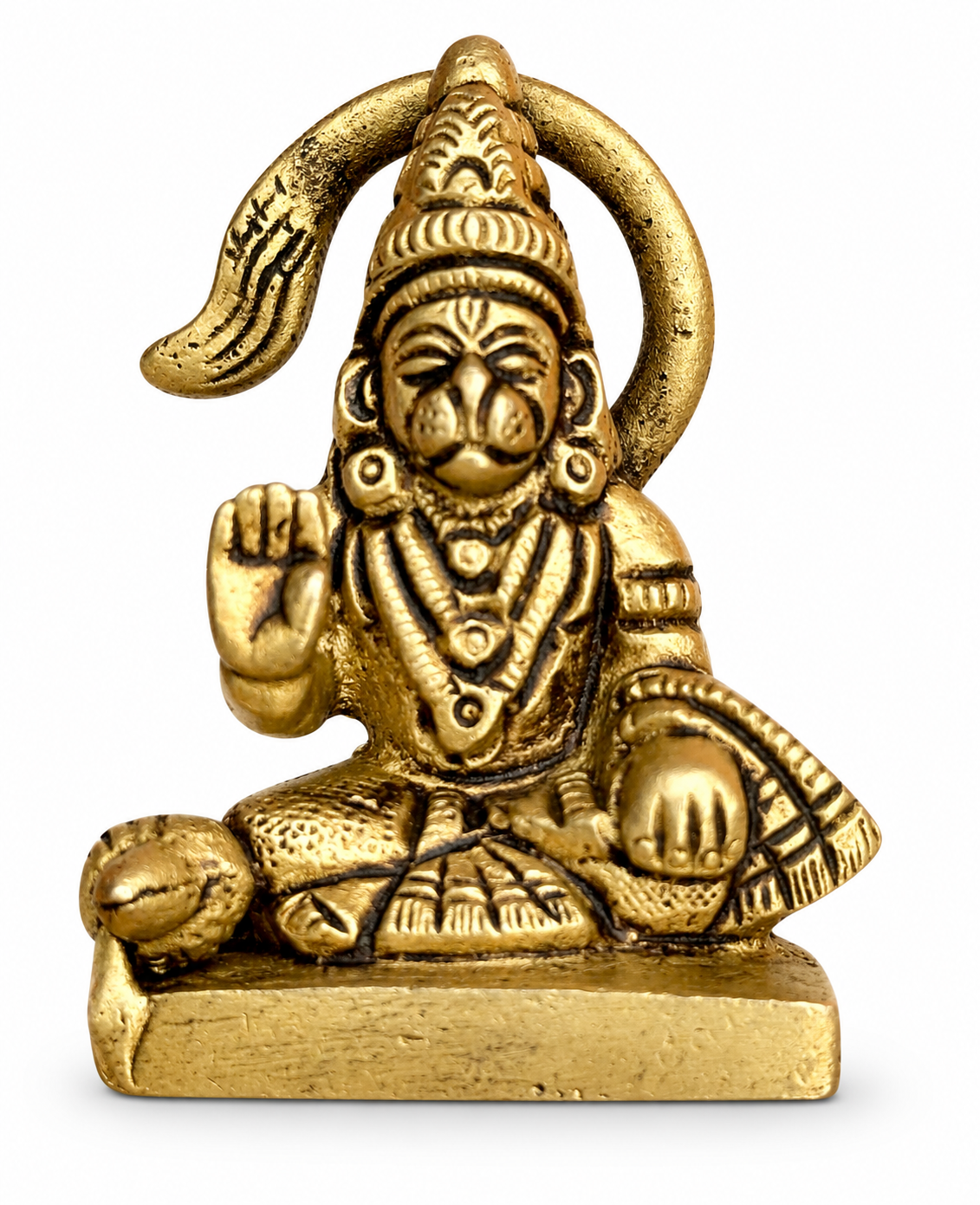 Brass Dhyana Hanuman Idol – 2 Inch Lord Hanuman Statue