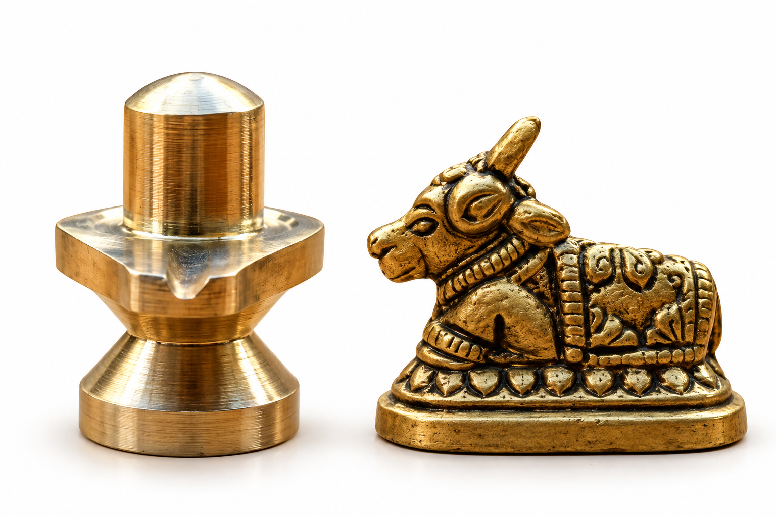 Brass Shiva Lingam & Nandi Set – 2 Inch Shiva Pooja Set 
