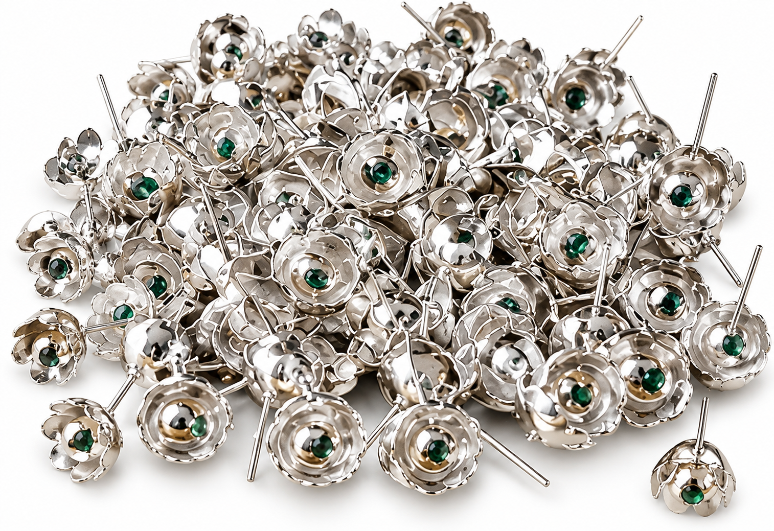 German Silver 108 Silver Flowers – Traditional Pooja Flower Set | BhagyaSri Stores