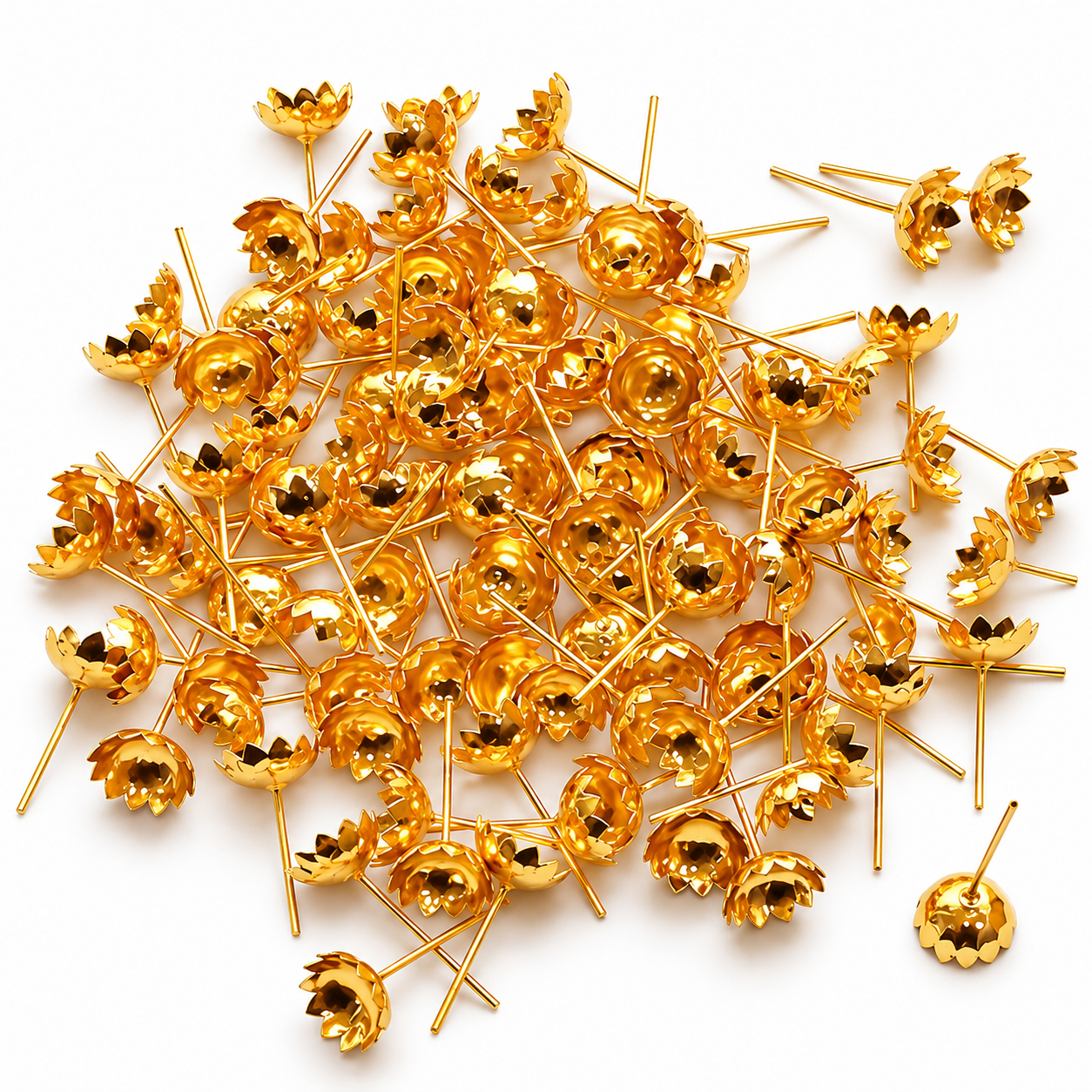 German Silver 108 Gold Flowers – Traditional Pooja Flower Set